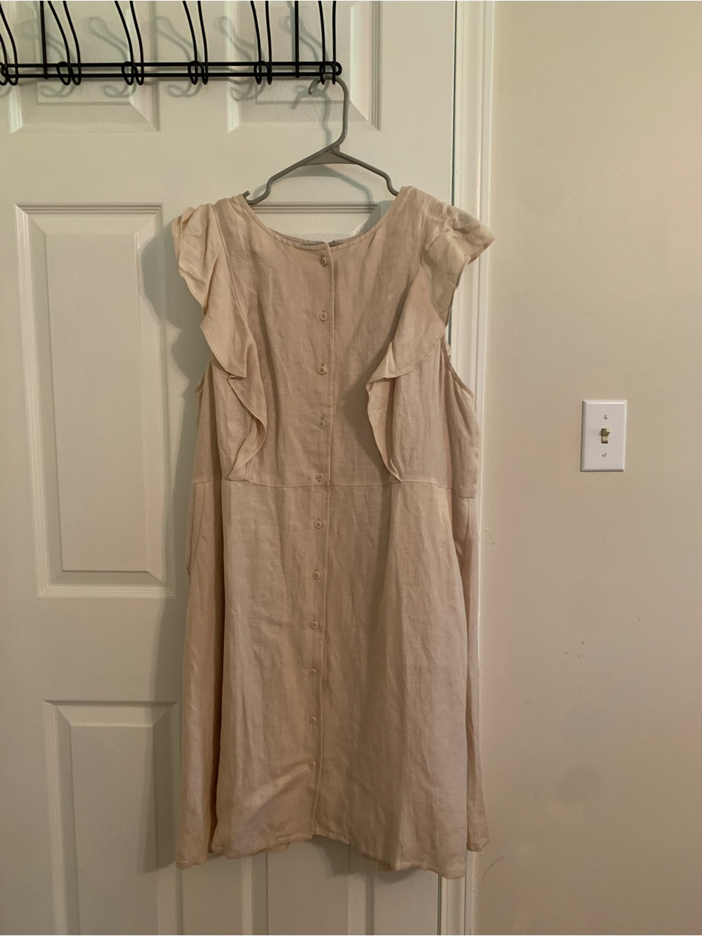 J. Crew Soft Cream Ruffle-Trim Midi Dress